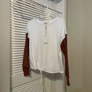 Faux Leather Long Sleeve Top